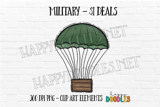 Parachute -  Military $1 Deal - Hand Drawn Commercial Use Clipart Graphics