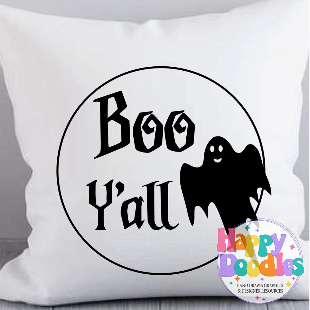 Halloween Sign Circle Boo Yall SVG | Halloween Sign SVG Cut File