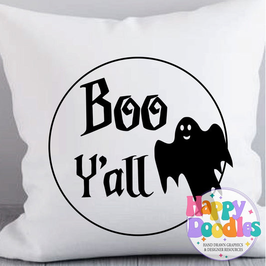 Halloween Sign Circle Boo Yall SVG | Halloween Sign SVG Cut File
