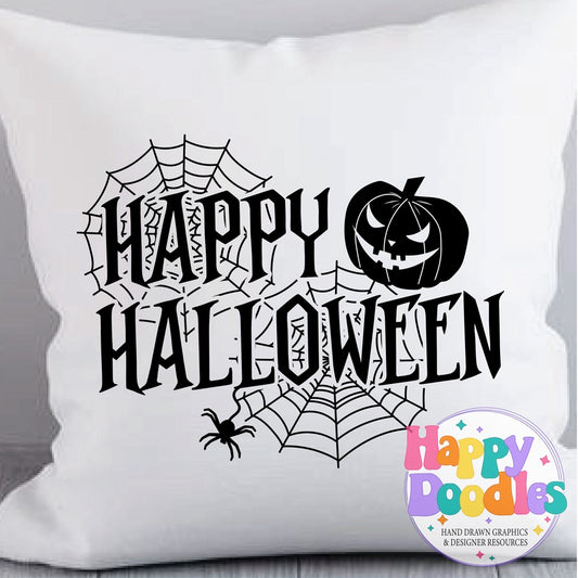 Halloween Sign Happy Halloween Pumpkin Spider SVG | Festive Door Sign SVG for Crafts