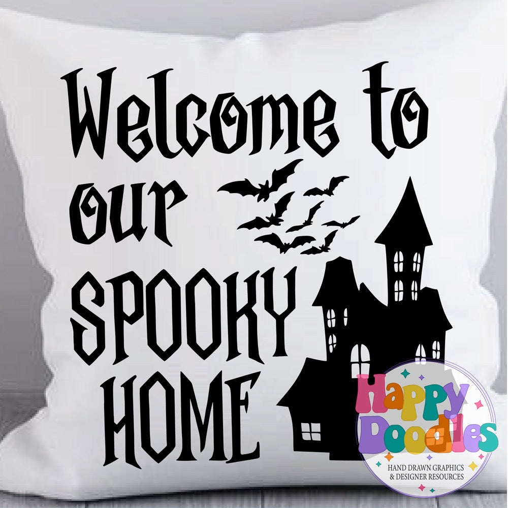 Halloween Sign Welcome Spooky Home SVG | Festive Door Sign SVG for Crafts