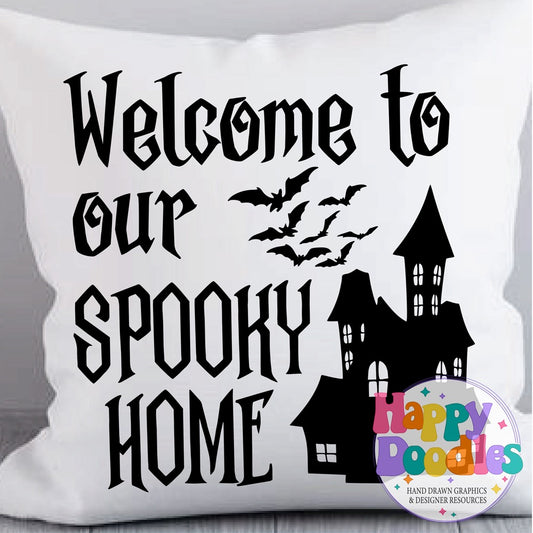 Halloween Sign Welcome Spooky Home SVG | Festive Door Sign SVG for Crafts