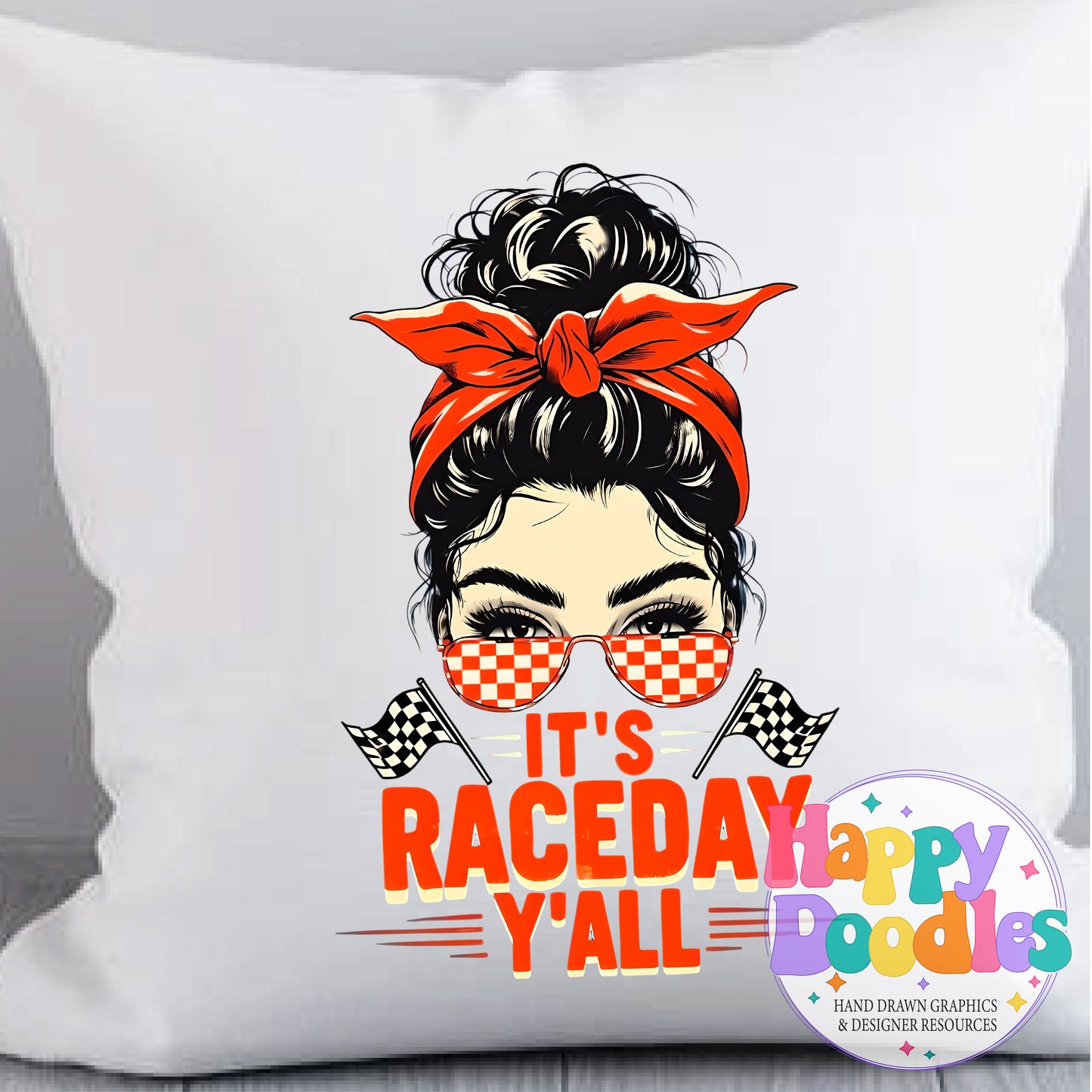 Its Raceday Yall DIY Printable T-Shirt Design - Happy Doodles Designs