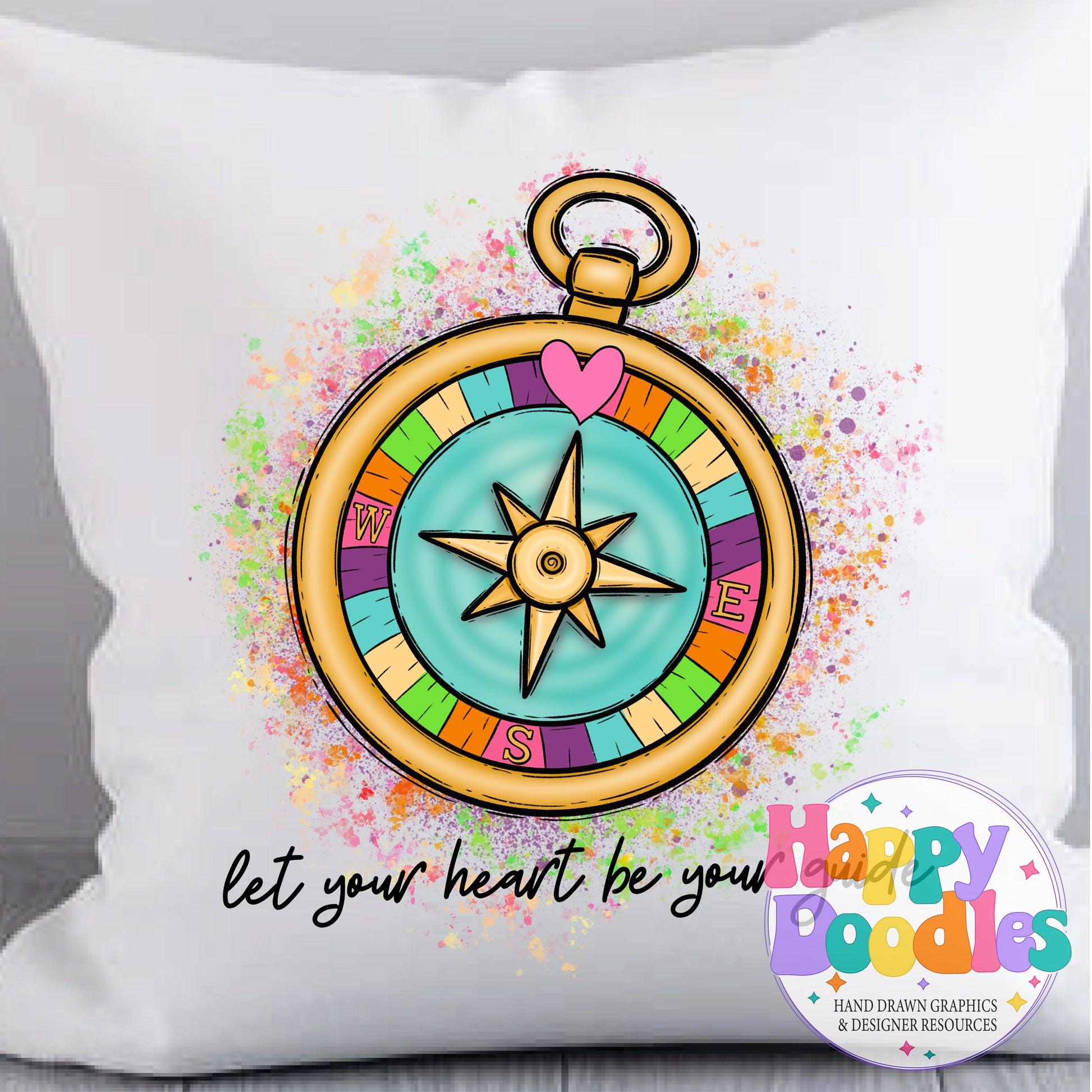 Let Your Heart Be Your Guide DIY Printable T-Shirt Design - Happy Doodles Designs