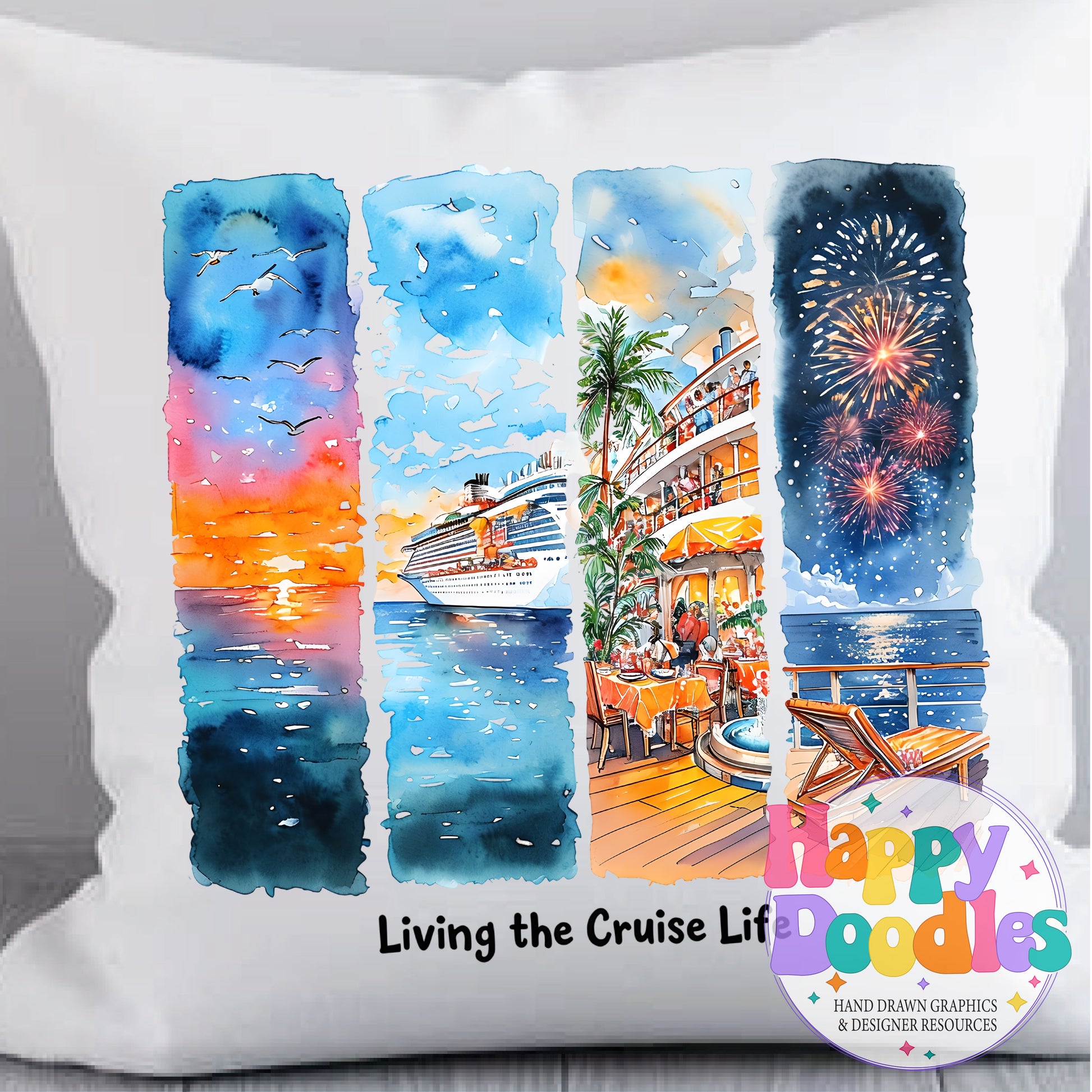 Living the Cruise Life Paint Swatches High Resolution Printable PNG - Happy Doodles Designs