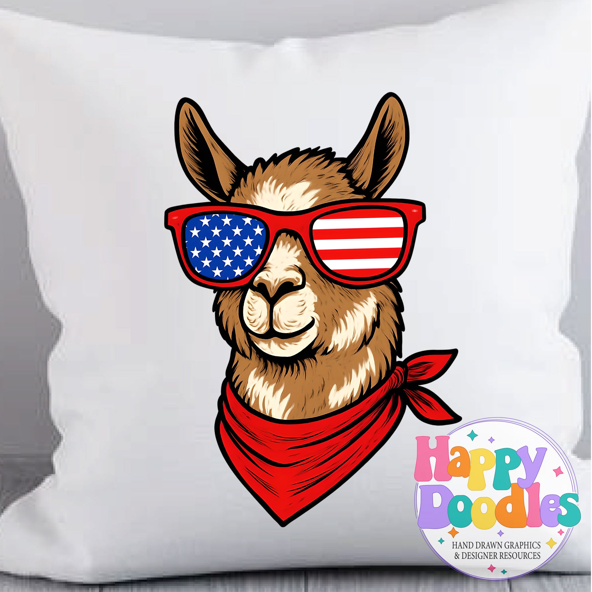 Llama Flag Glasses Printable PNG T-Shirt Design - Happy Doodles Designs