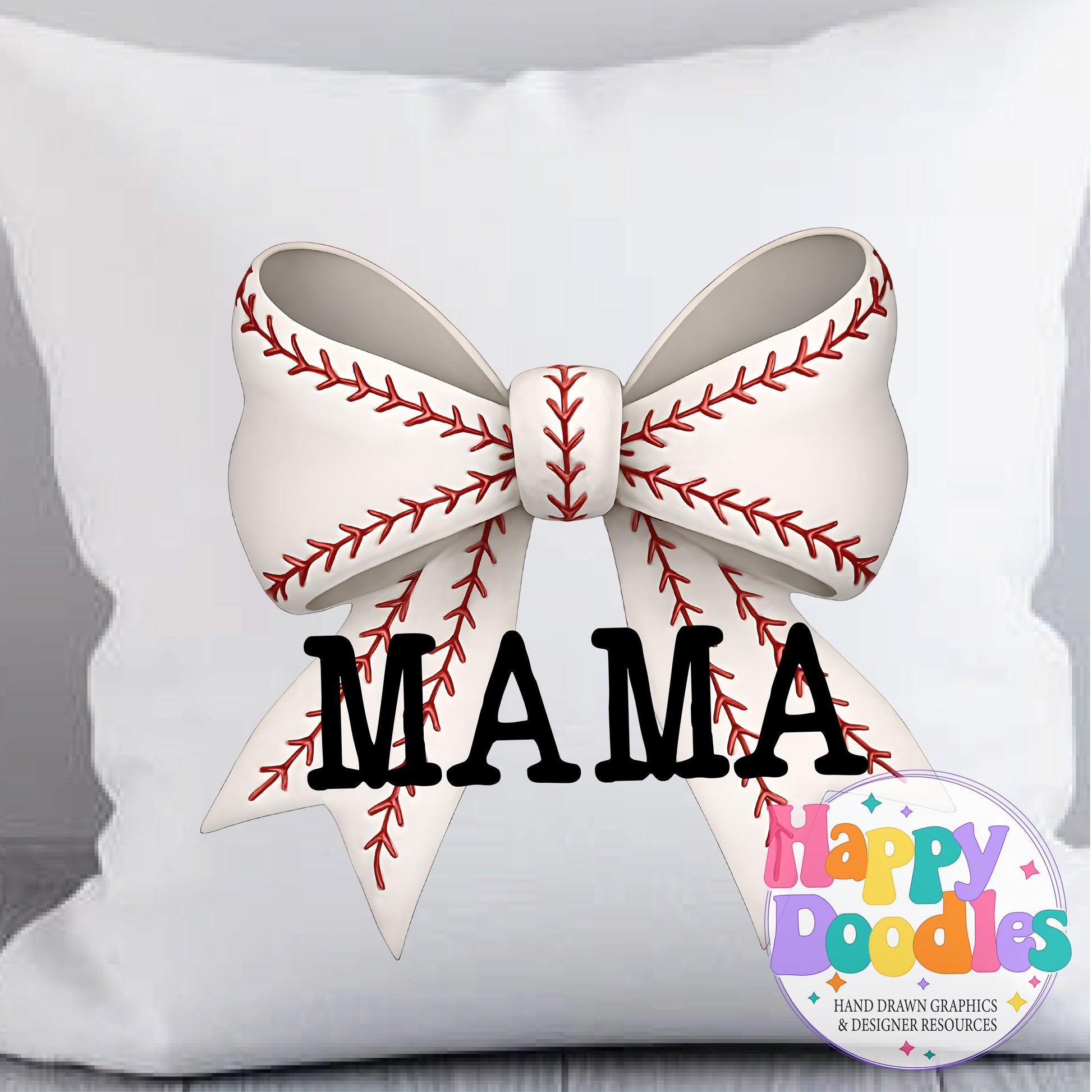 Mama Baseball Coquette Bow High Resolution Printable PNG - Happy Doodles Designs