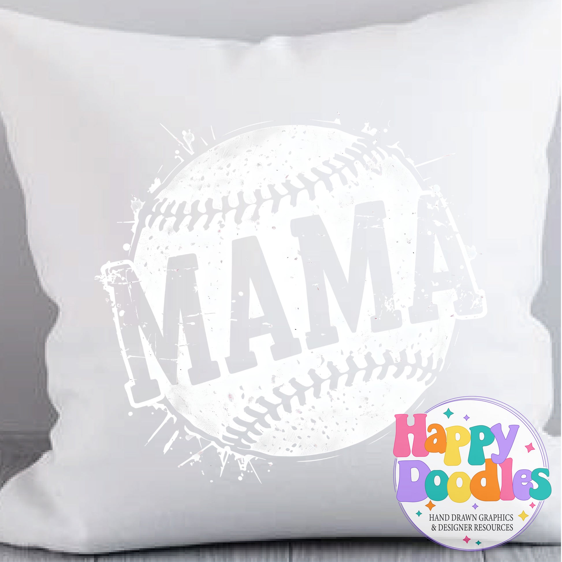 Mama Baseball Distressed High Resolution Printable PNG - Happy Doodles Designs