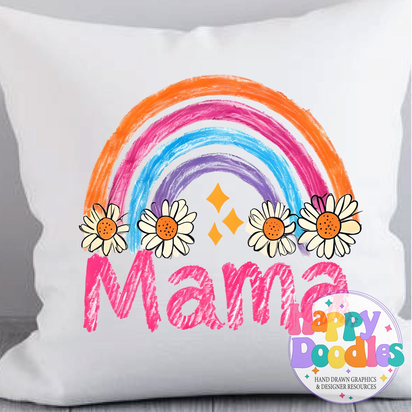 Mama Daisy Rainbow Printable PNG for Sublimation & Crafts - Happy Doodles Designs