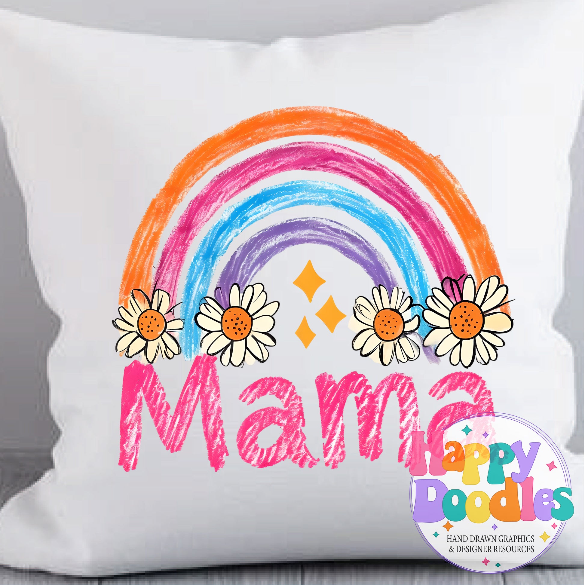 Mama Daisy Rainbow Printable PNG for Sublimation & Crafts - Happy Doodles Designs