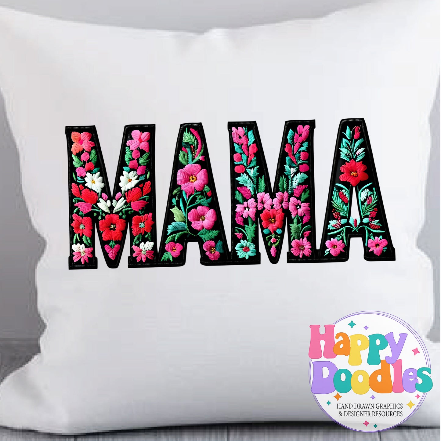 Mama Floral Filled High Resolution Printable PNG - Happy Doodles Designs