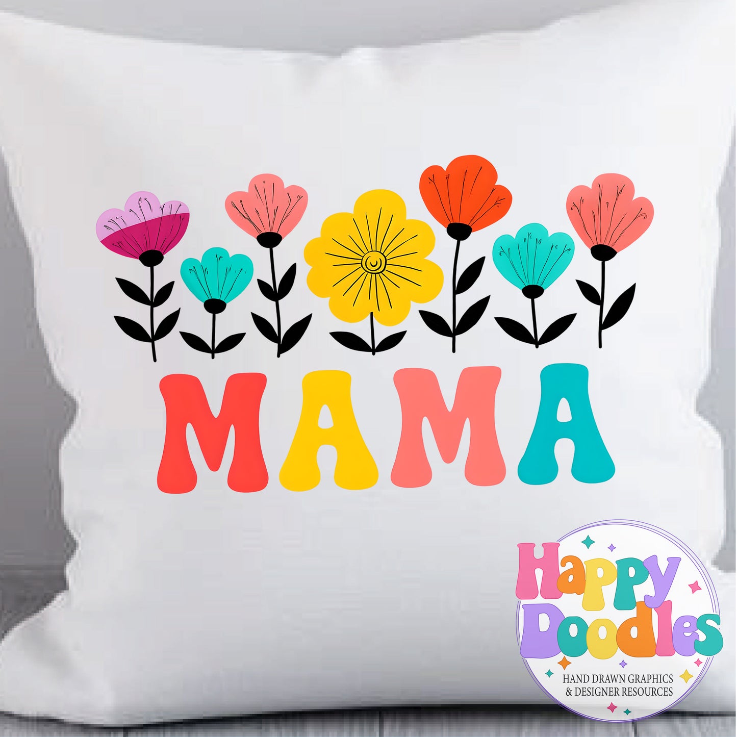 Mama Flowers DIY Printable T-Shirt Design - Happy Doodles Designs