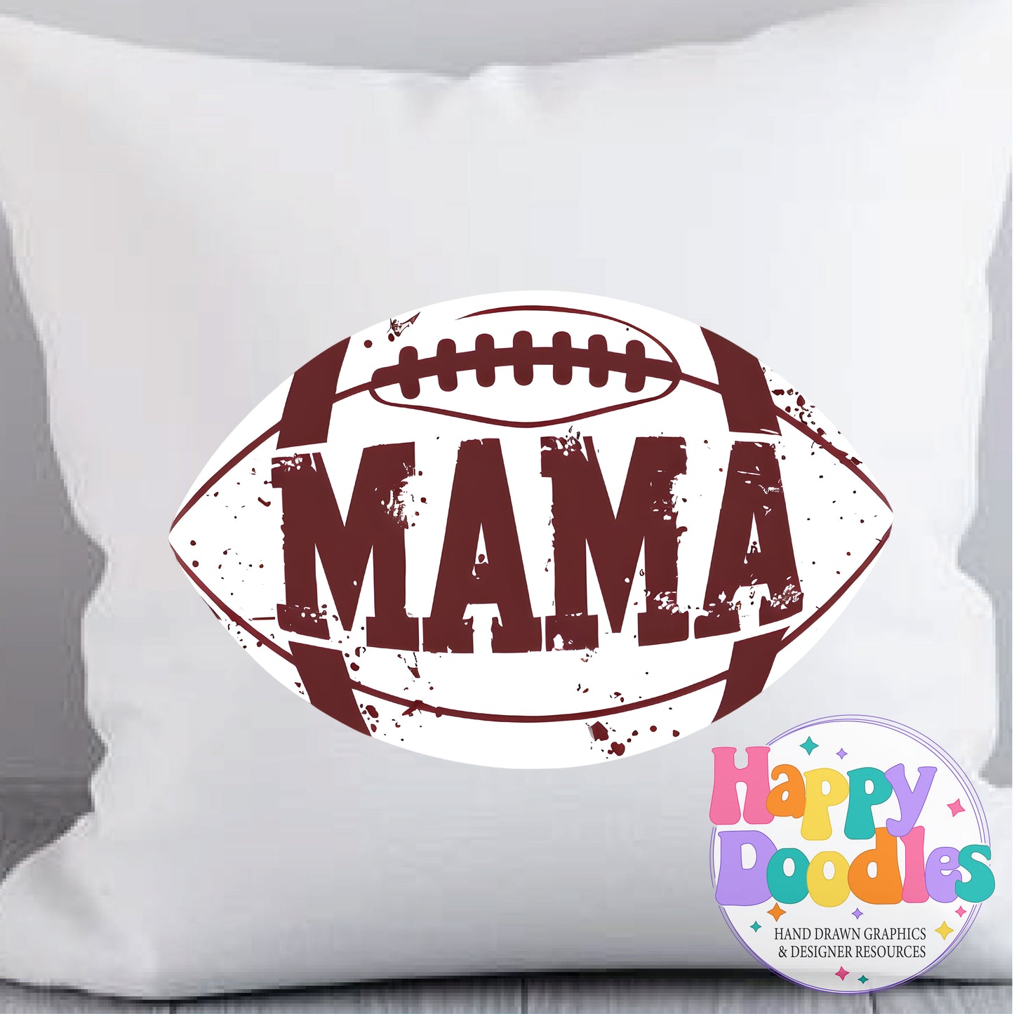 Mama Football Distressed T-Shirt Printable PNG Download - Happy Doodles Designs