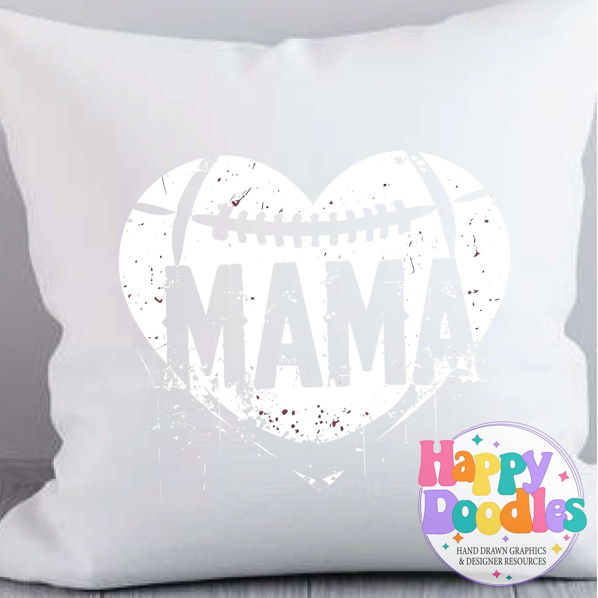 Mama Football Heart Distressed Printable PNG for Sublimation & Crafts - Happy Doodles Designs