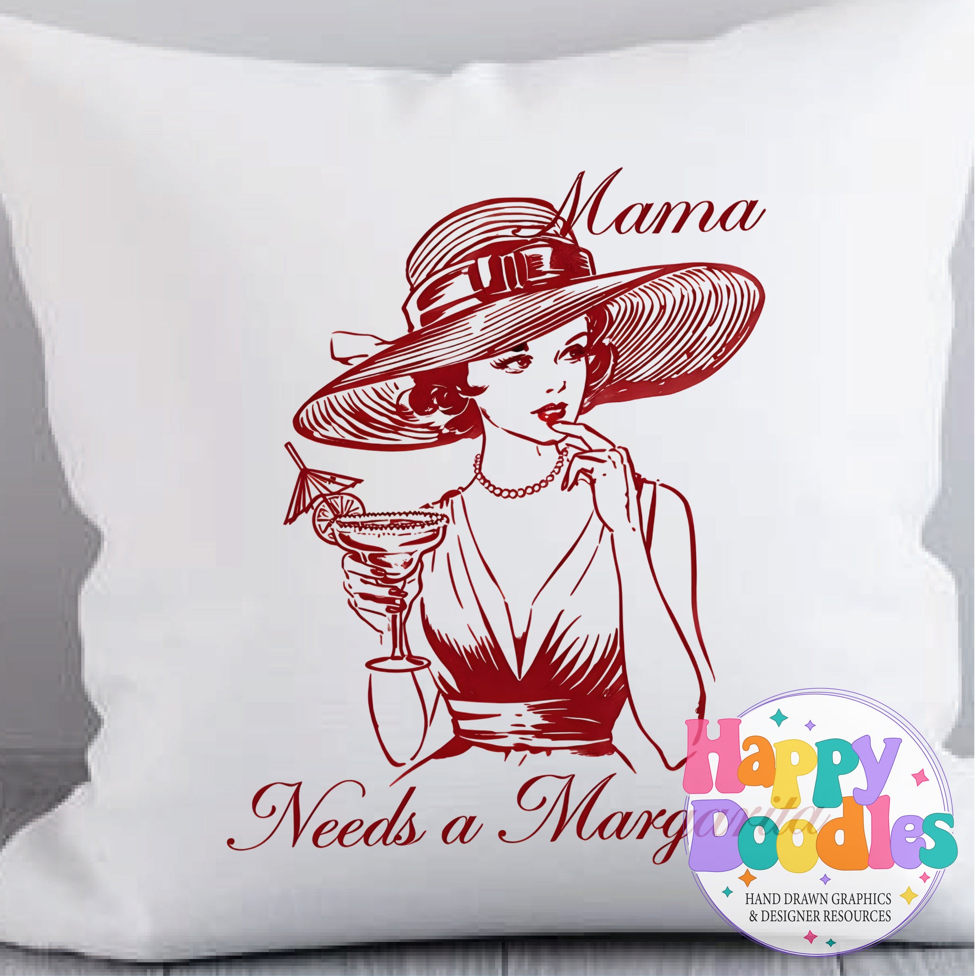 Mama Needs a Margarita DIY Printable T-Shirt Design - Happy Doodles Designs