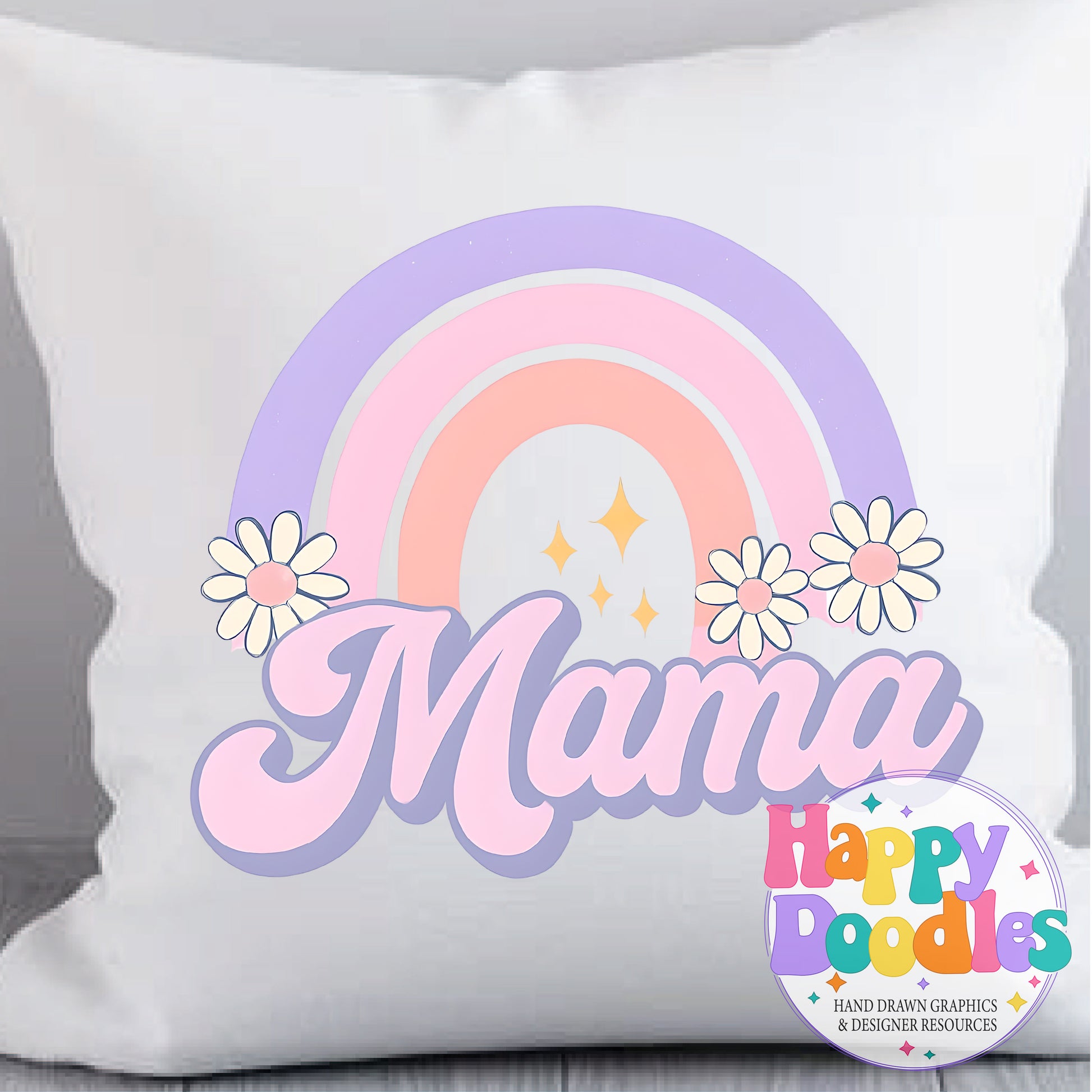 Mama Rainbow Printable PNG T-Shirt Design - Happy Doodles Designs