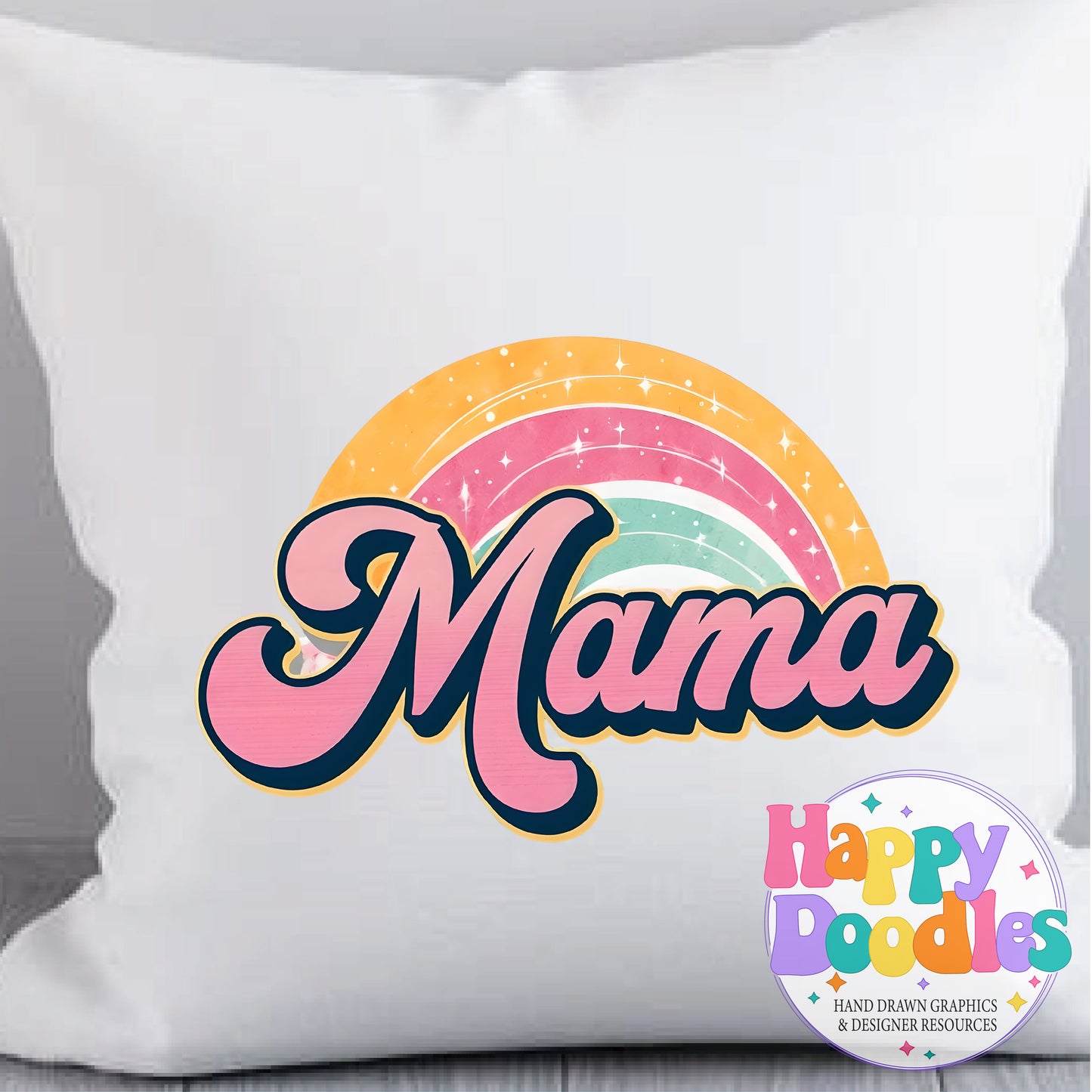 Mama Rainbow Retro Printable PNG for Sublimation & Crafts - Happy Doodles Designs