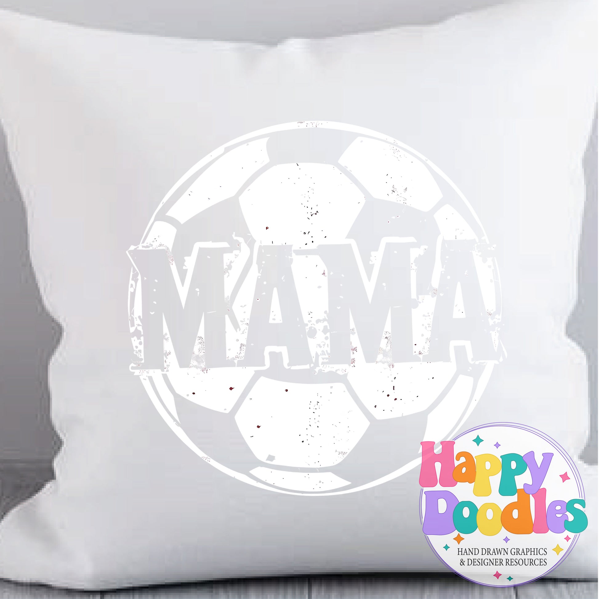 Mama Soccer Distressed Printable PNG T-Shirt Design - Happy Doodles Designs