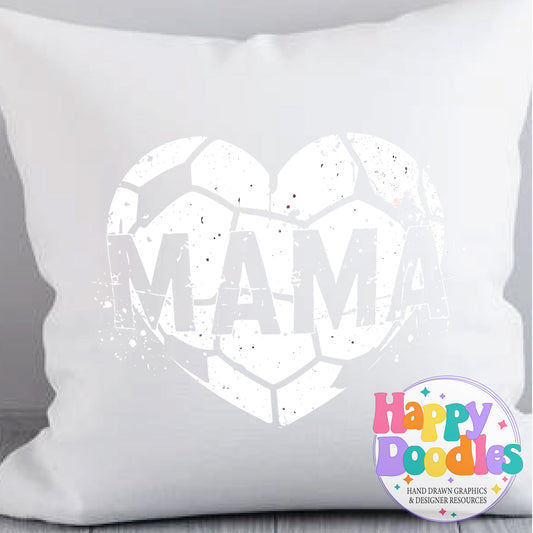 Mama Soccer Heart Distressed Printable PNG for Sublimation & Crafts - Happy Doodles Designs