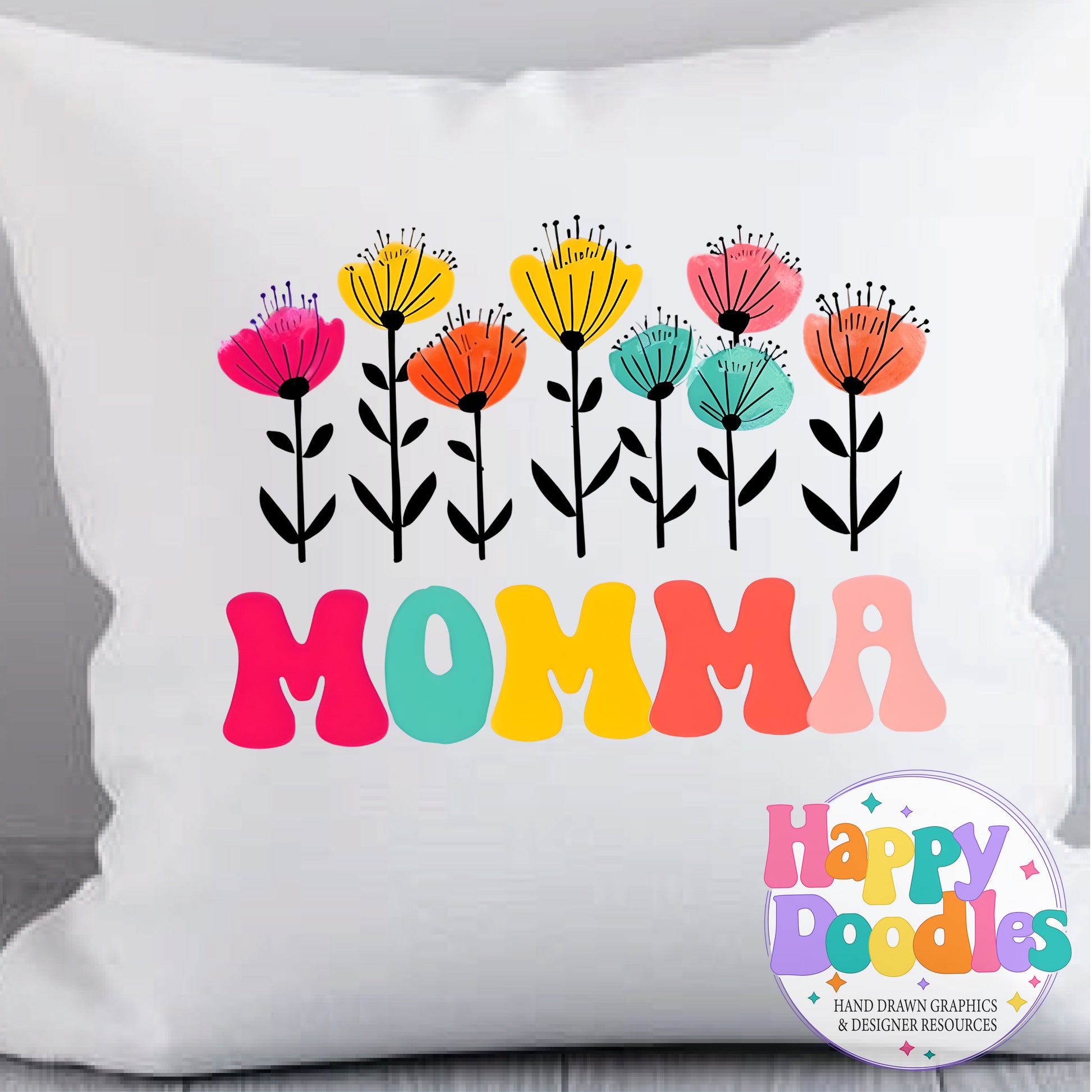 Momma Flowers DIY Printable T-Shirt Design - Happy Doodles Designs