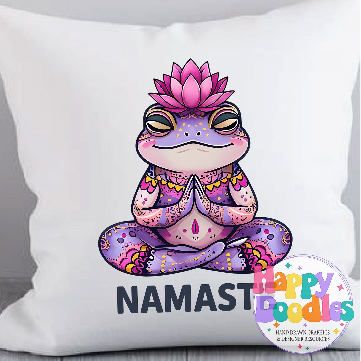 Namaste Frog Printable PNG for Sublimation & Crafts - Happy Doodles Designs