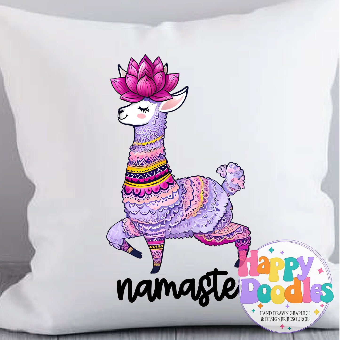 Namaste Llama T-Shirt Printable PNG Download - Happy Doodles Designs