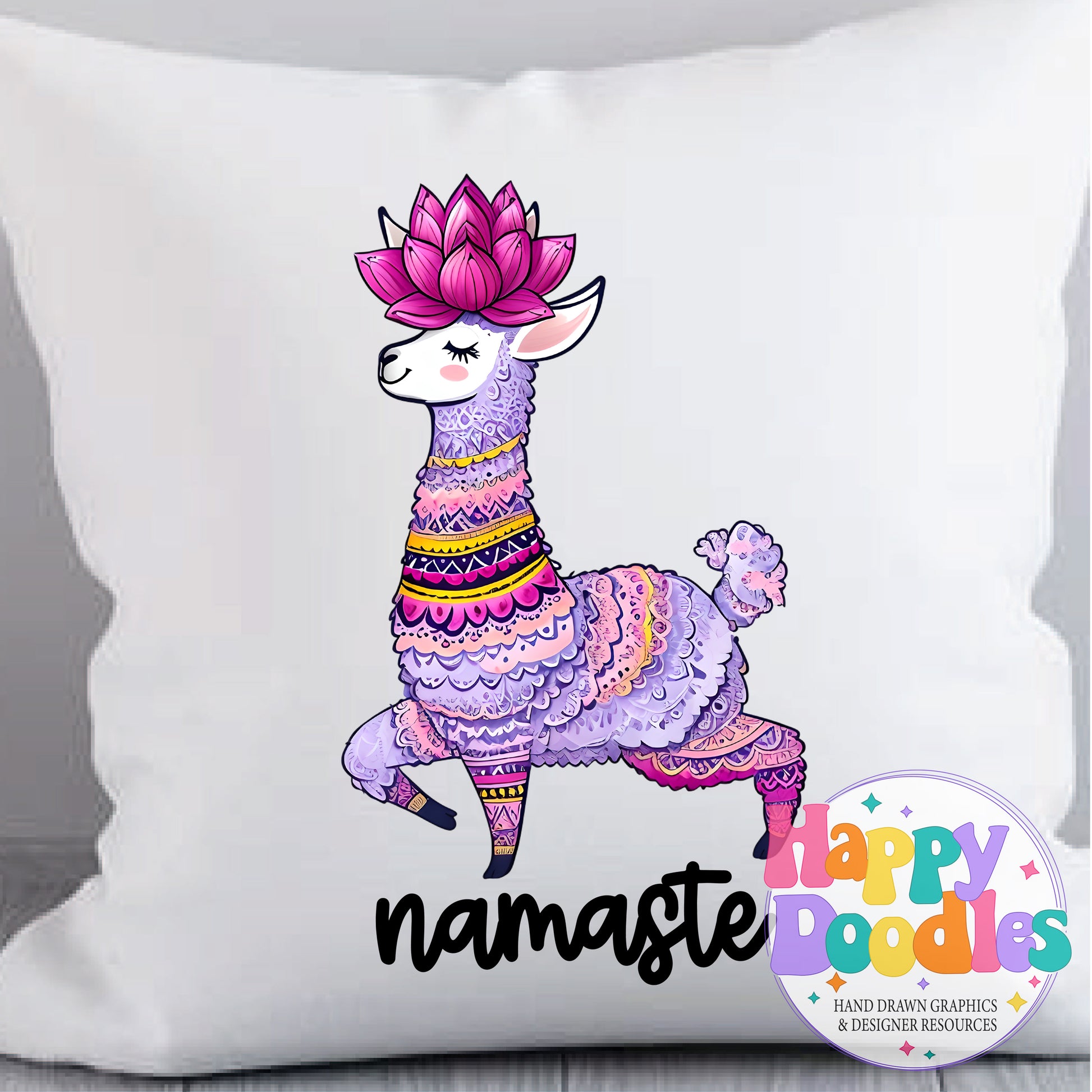 Namaste Llama T-Shirt Printable PNG Download - Happy Doodles Designs
