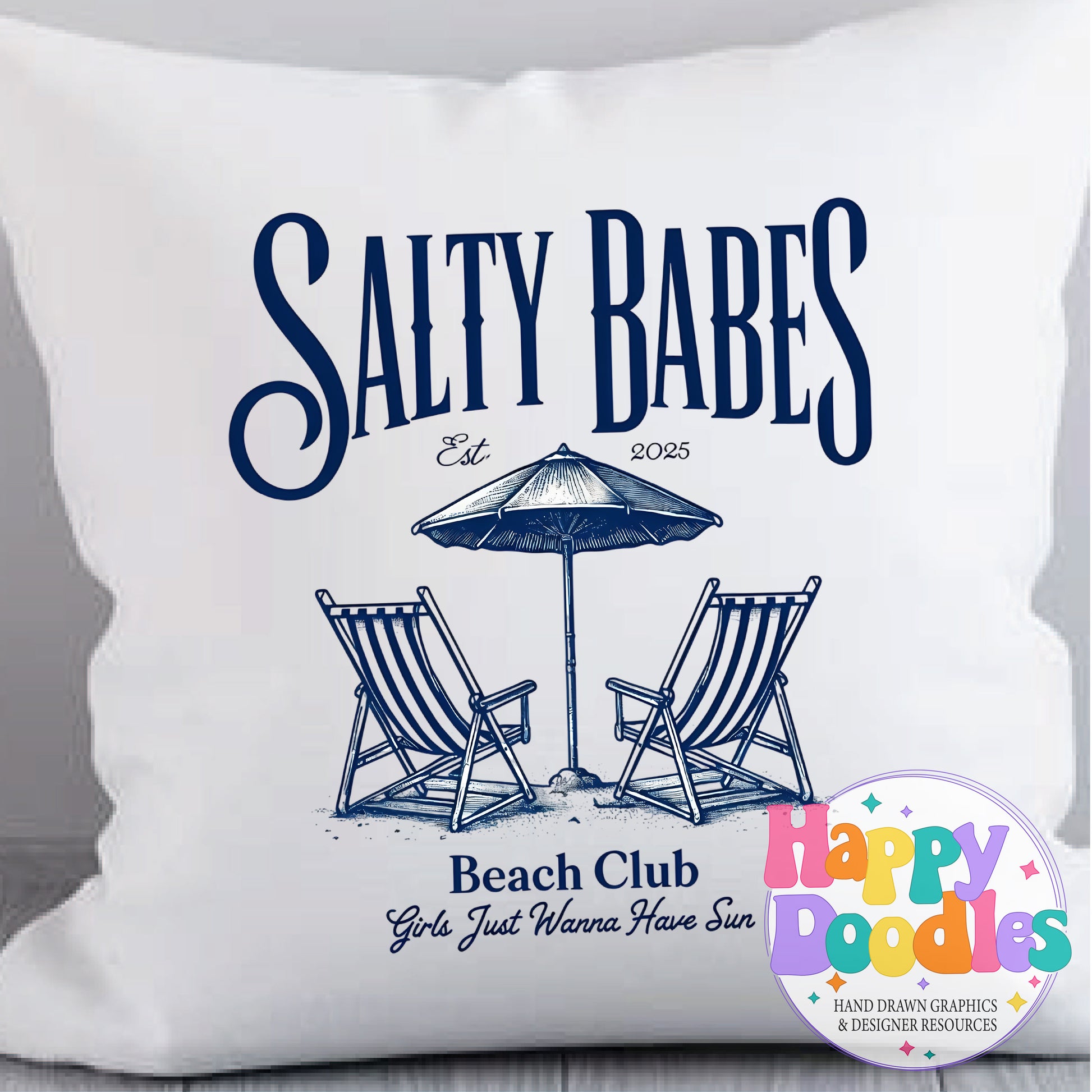 Salty Babes Beach Club Printable PNG T-Shirt Design - Happy Doodles Designs