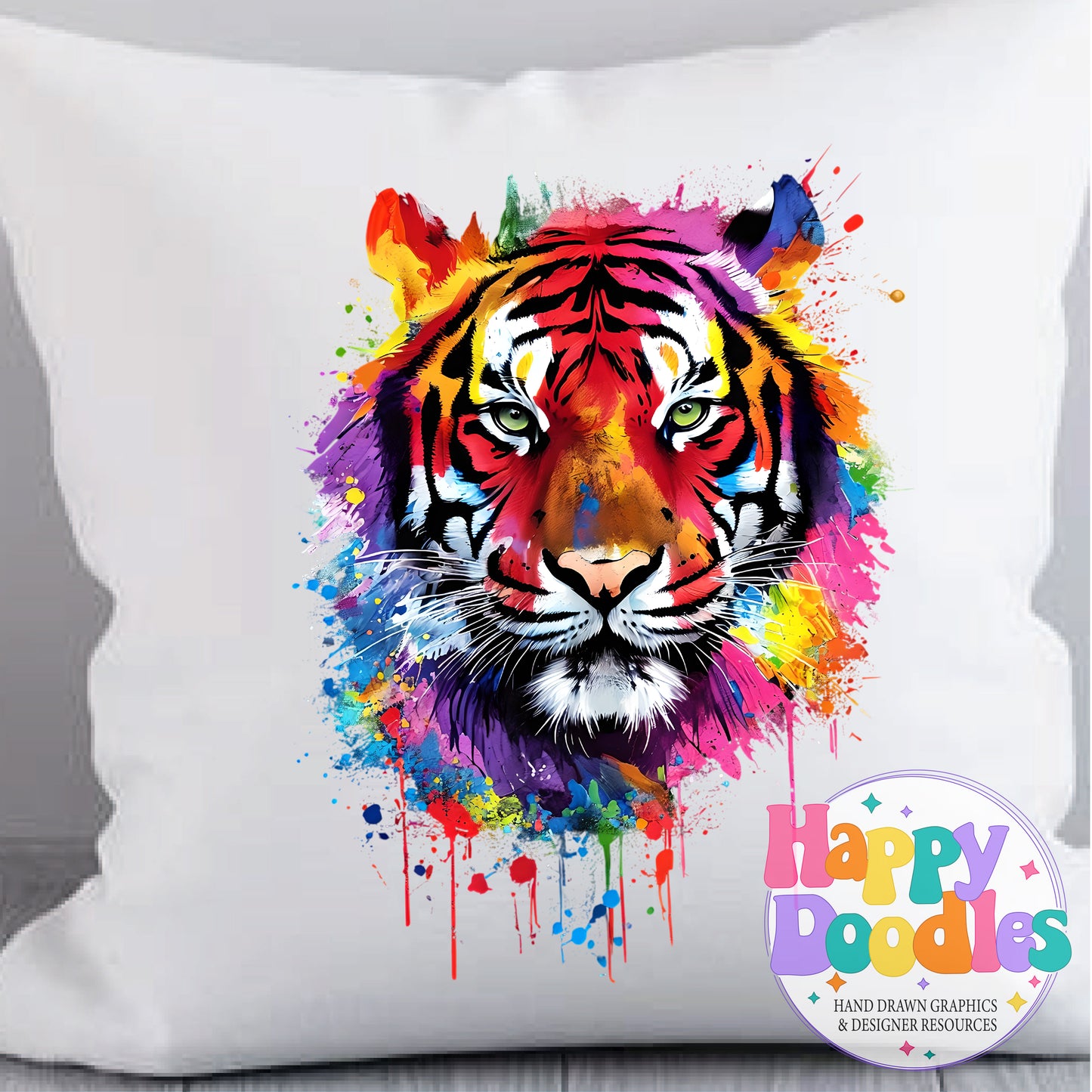 Tiger Paint Splash T-Shirt Printable PNG Download - Happy Doodles Designs