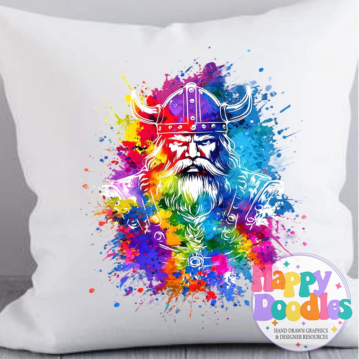 Viking Paint Splash DIY Printable T-Shirt Design - Happy Doodles Designs