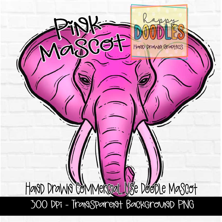 Pink Elephant Mascot Graphics 2023