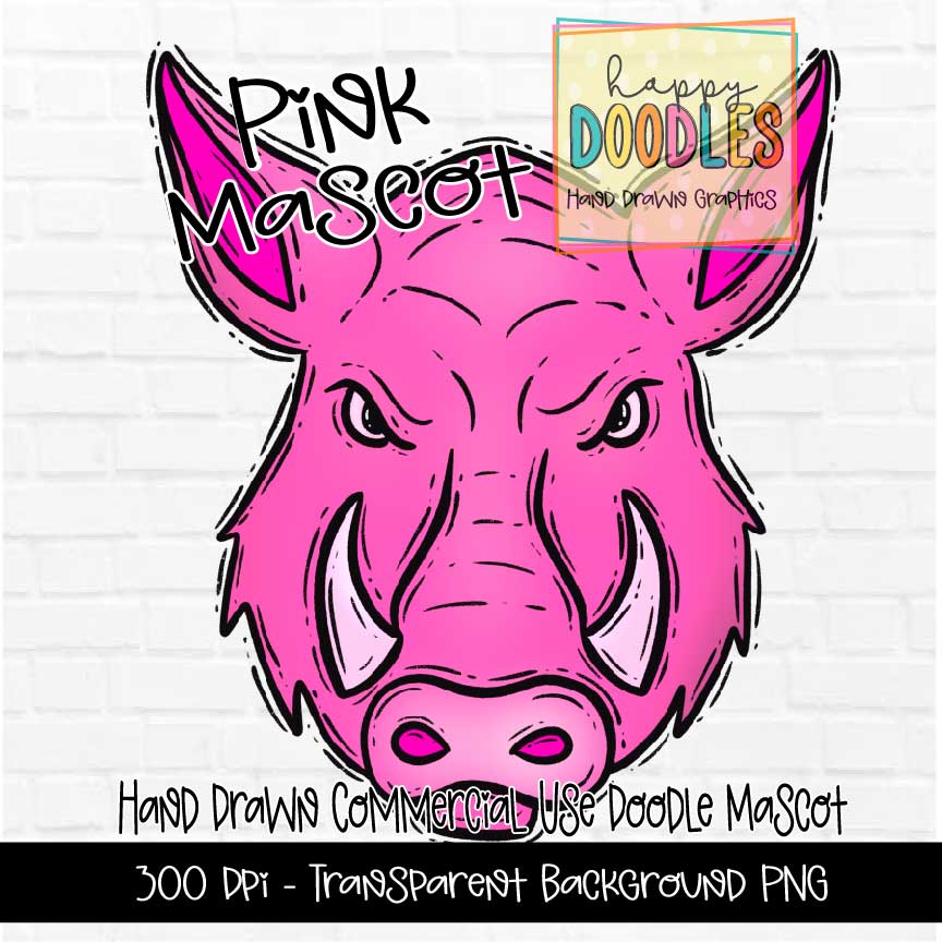 Pink Hog Mascot Graphics 2023