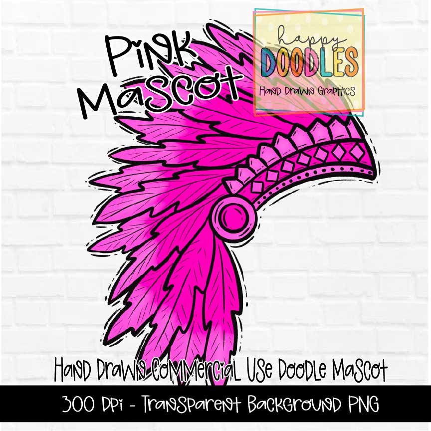 Pink Indian Headdress Mascot Graphics 2023