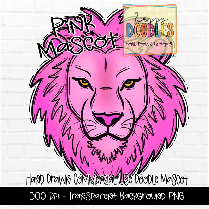 Pink Lion Mascot Graphics 2023