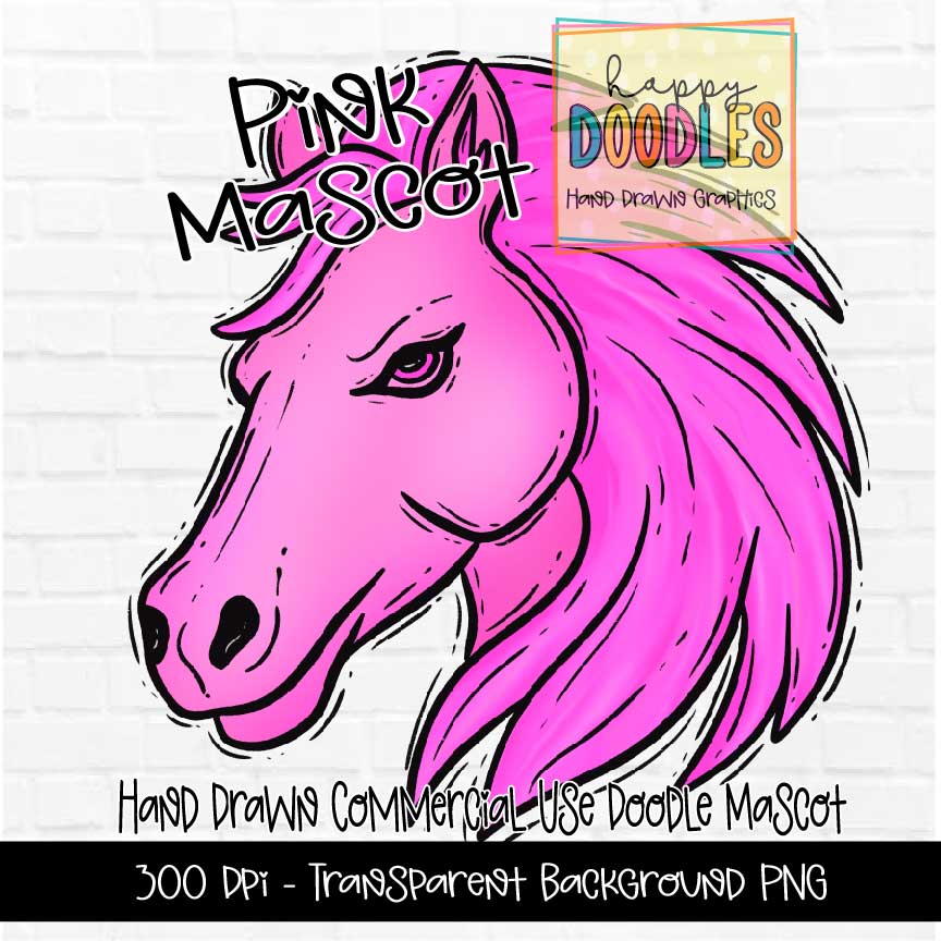 Pink Mustang Hat Mascot Graphics 2023