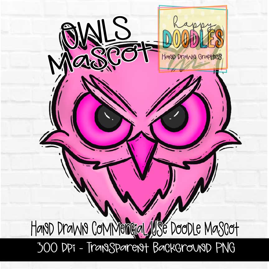 Pink Owl Hat Mascot Graphics 2023