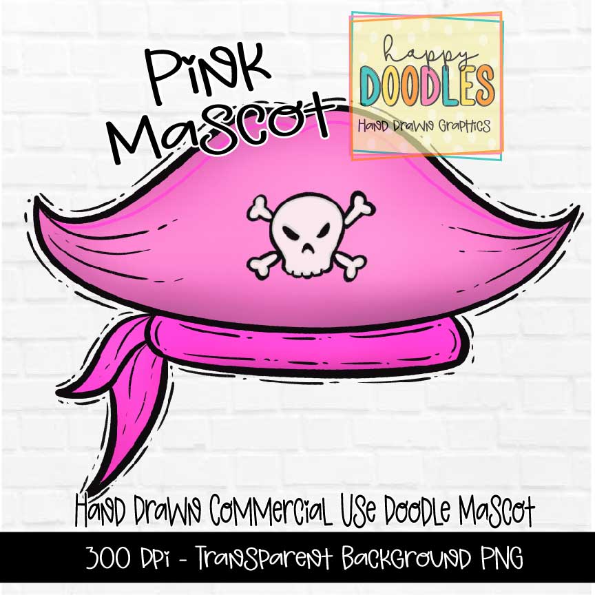 Pink Pirate Hat Mascot Graphics 2023