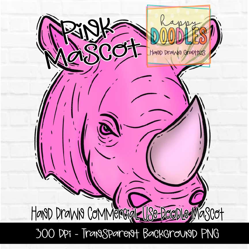 Pink Rhino Mascot Graphics 2023