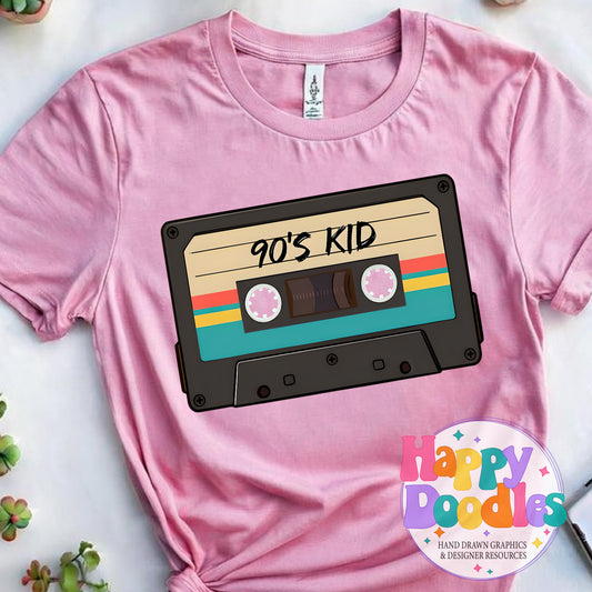 90s Kid Tape Printable PNG for Sublimation & Crafts - Happy Doodles Designs