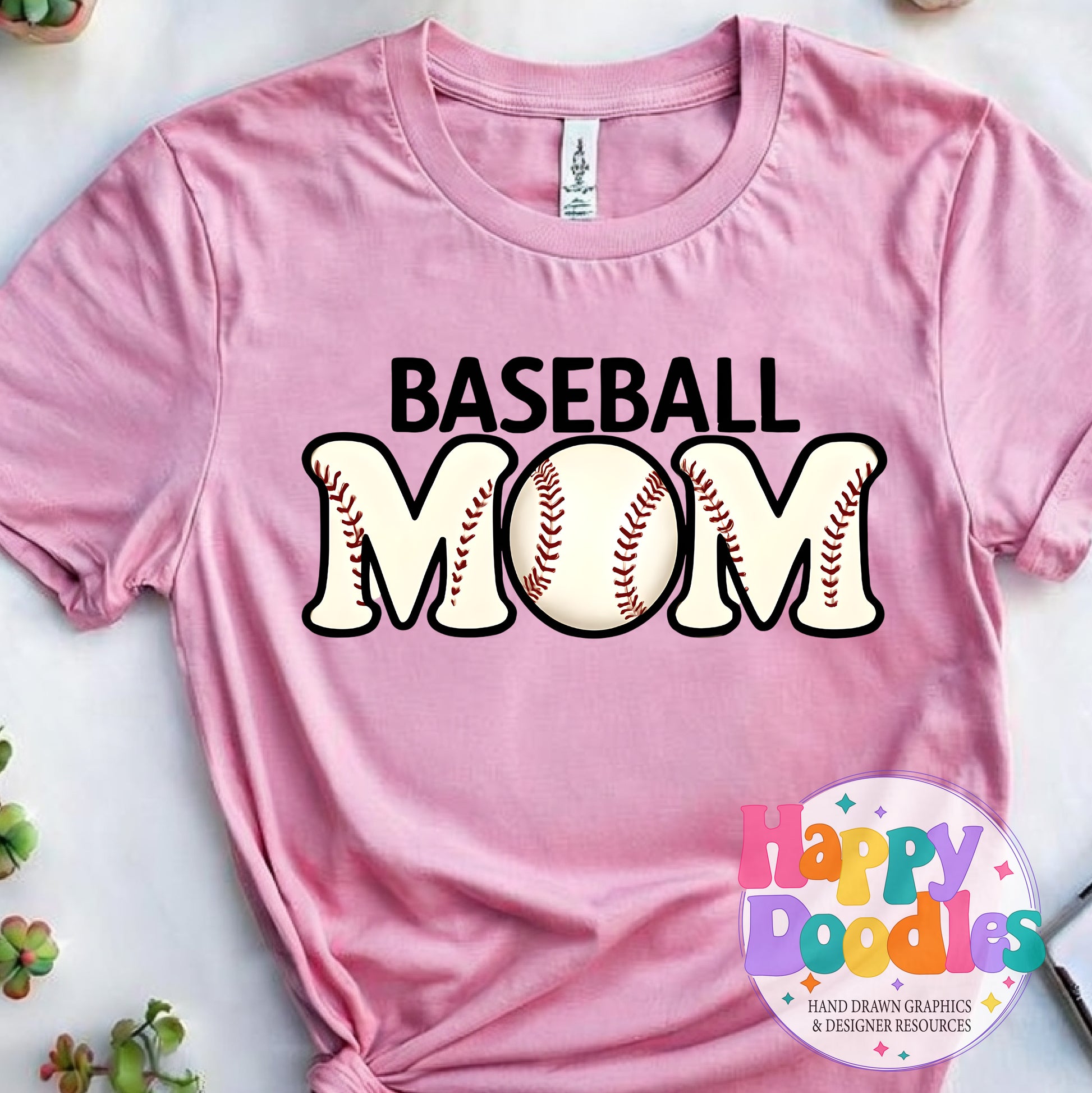 Baseball Mom DIY Printable T-Shirt Design - Happy Doodles Designs