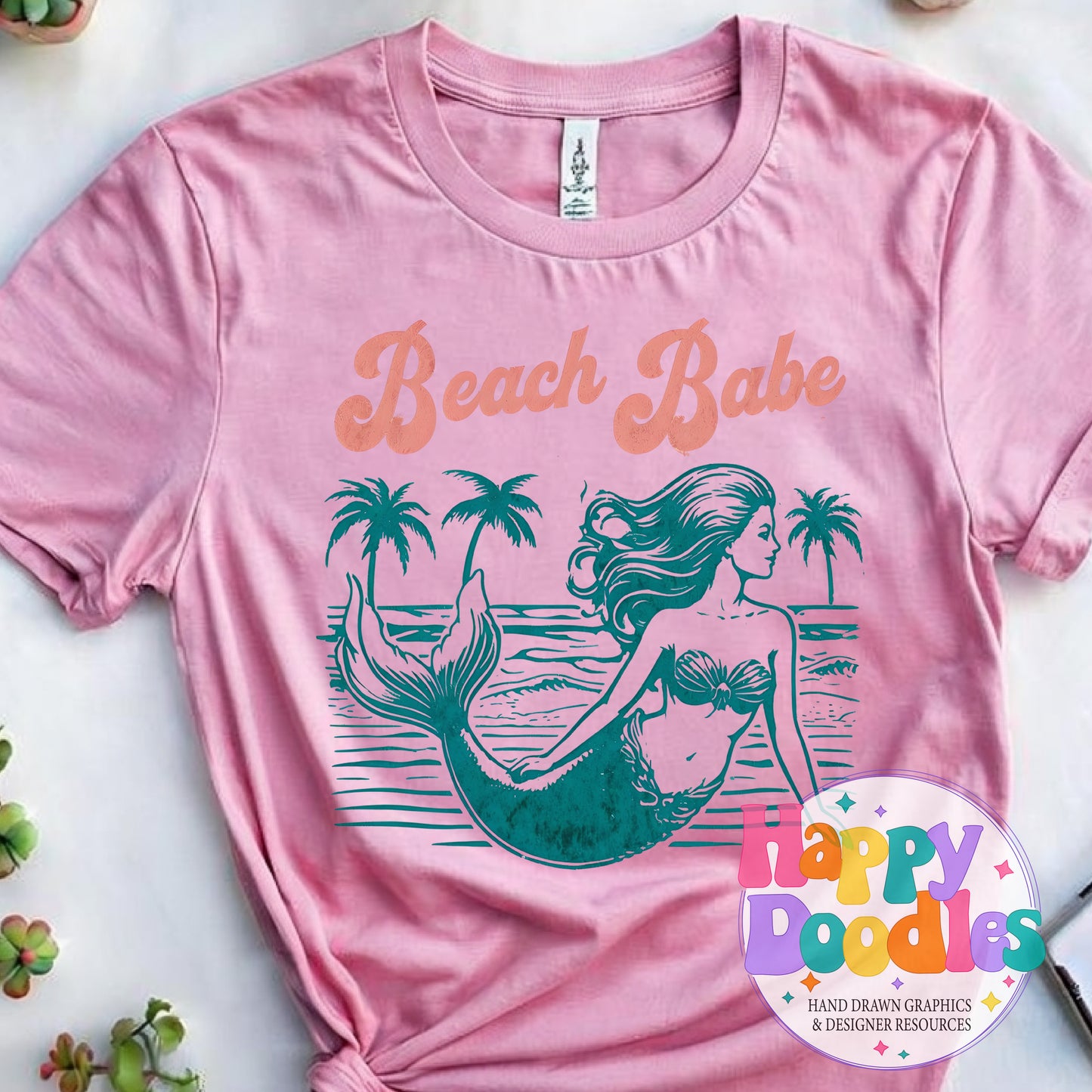 Beach Babe High Resolution Printable PNG - Happy Doodles Designs