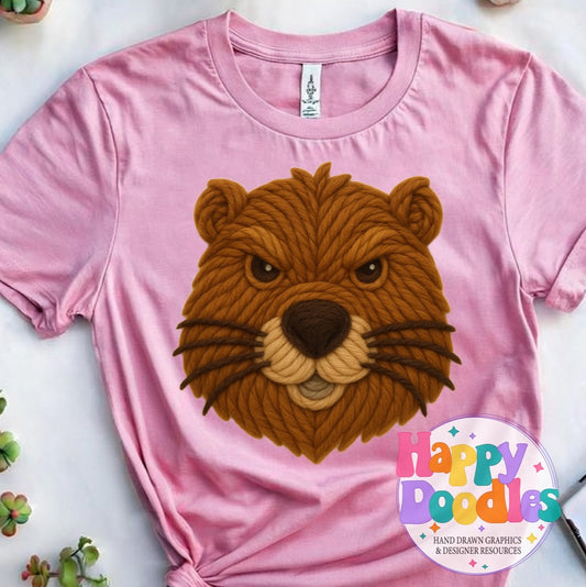 Beaver Yarn Mascot Printable Mascot PNG - Happy Doodles Designs