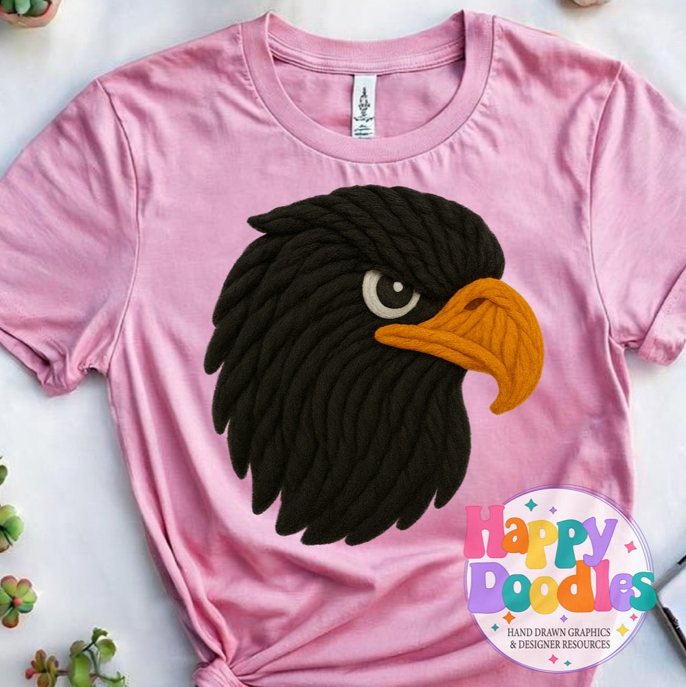 Black Hawk Yarn Mascot Printable Mascot PNG - Happy Doodles Designs