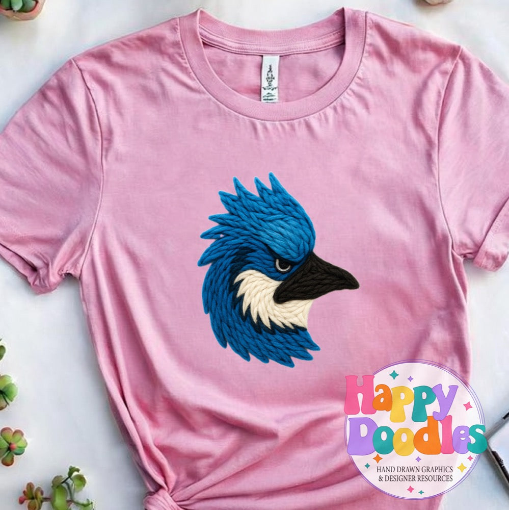 Bluejay Yarn Mascot Printable Mascot PNG - Happy Doodles Designs