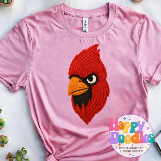 Cardinal Yarn Mascot Printable PNG Download - Happy Doodles Designs