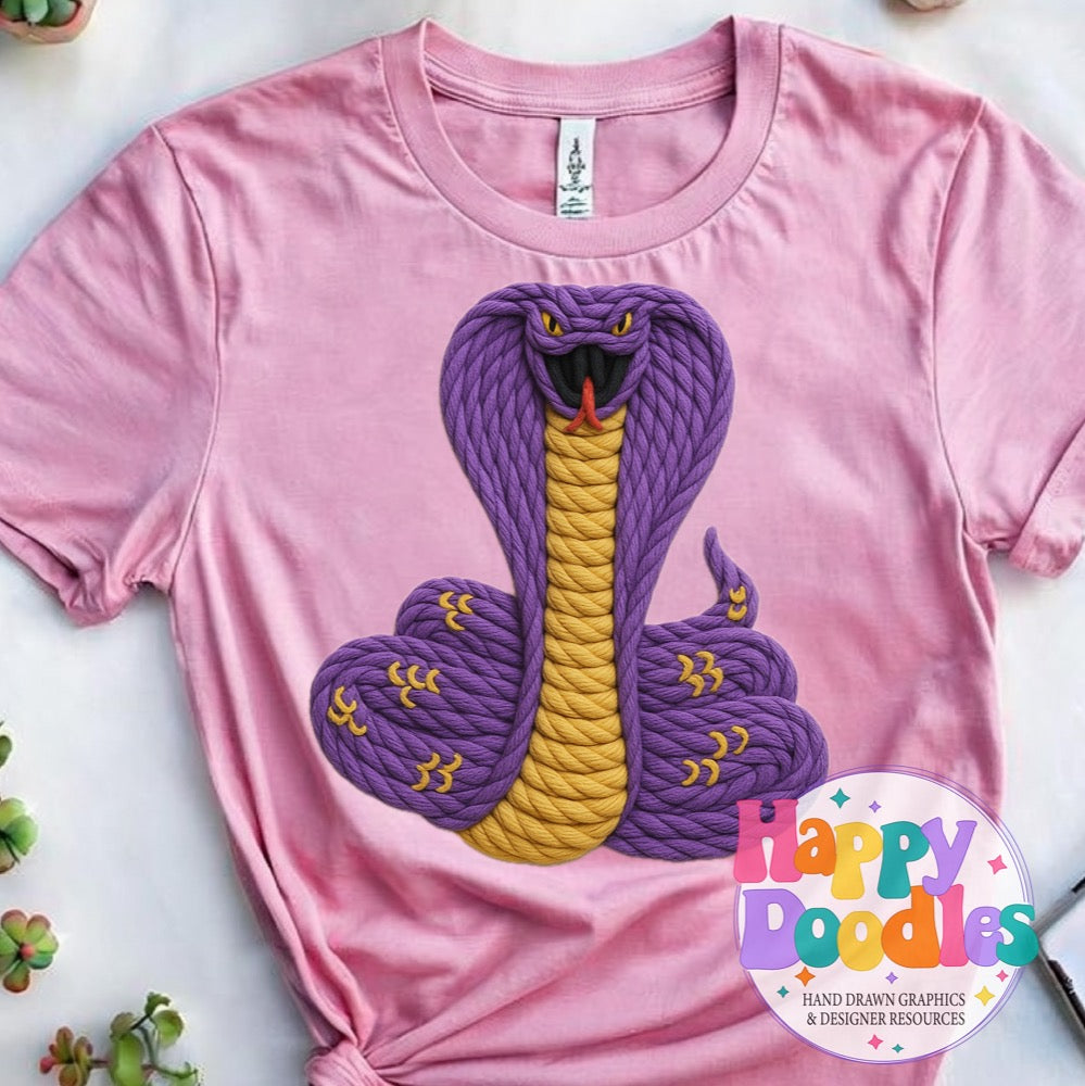 Cobra Yarn Mascot High Resolution PNG Clip Art - Happy Doodles Designs