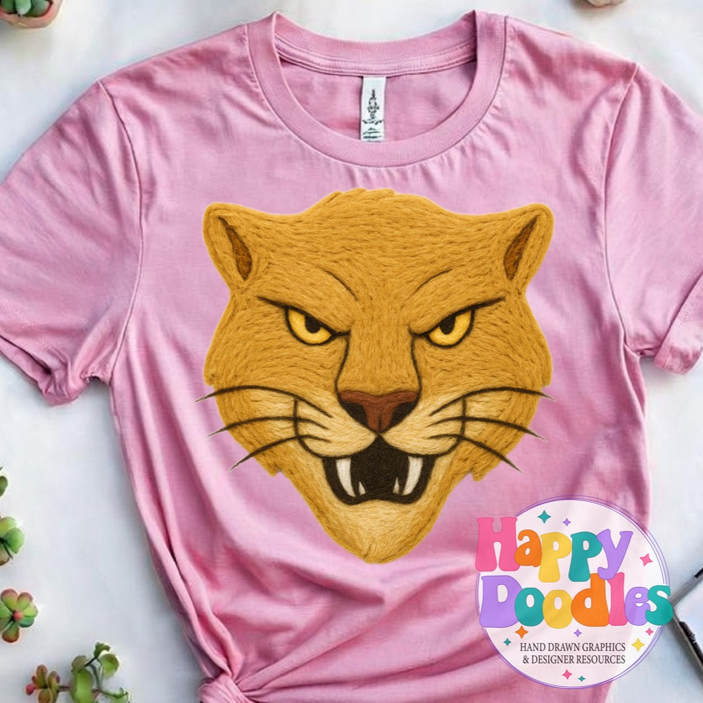 Cougar Yarn Mascot Printable Mascot PNG - Happy Doodles Designs