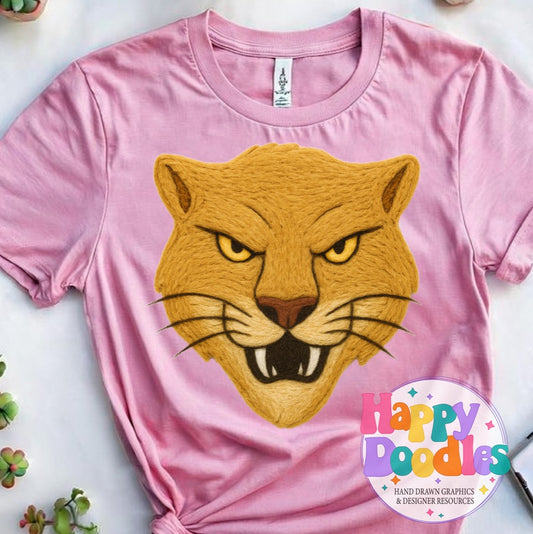 Cougar Yarn Mascot Printable Mascot PNG - Happy Doodles Designs