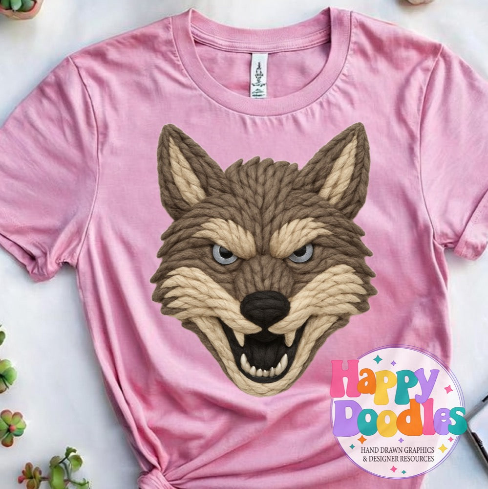 Coyote Yarn Mascot Printable PNG Illustration - Happy Doodles Designs