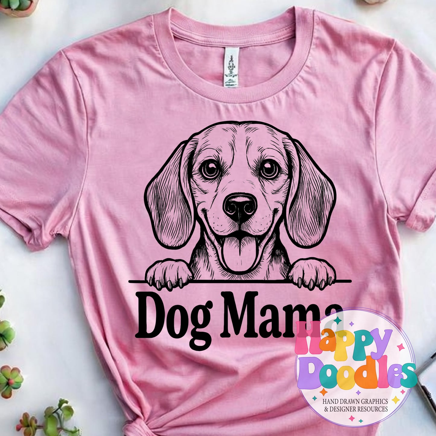 Dog Mama Beagle High Resolution Printable PNG - Happy Doodles Designs